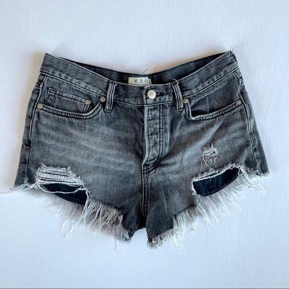 We the Free Gray Jean Shortie Shorts 26 - Picture 1 of 6